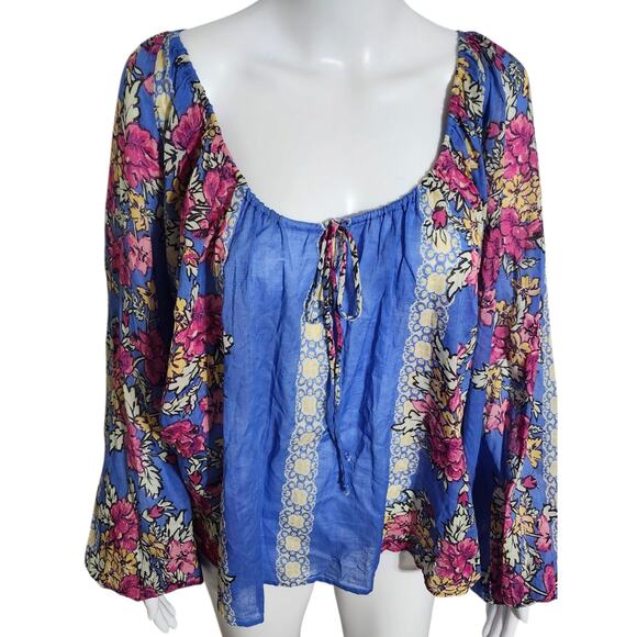 NEW Free People Elena Floral Printed Off Shoulder Tunic Top Size S Blouse NWT - Picture 7 of 7